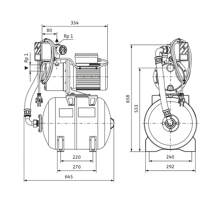 WILO Kreiselpumpenanlage Jet HWJ 50 L 203 (1~230 V) Art. 2549383