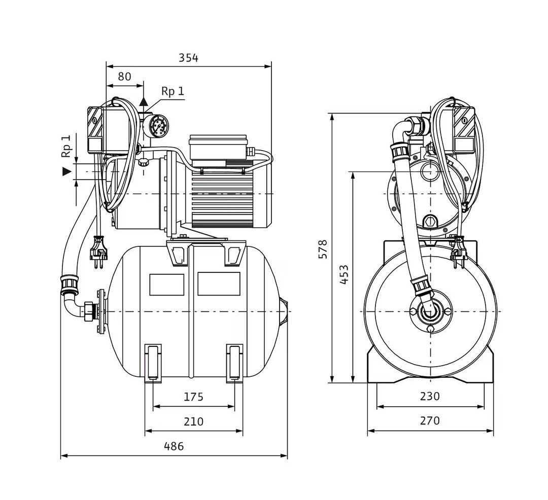 WILO Kreiselpumpenanlage Jet HWJ 20 L 203 (1~230 V) Art. 2549380
