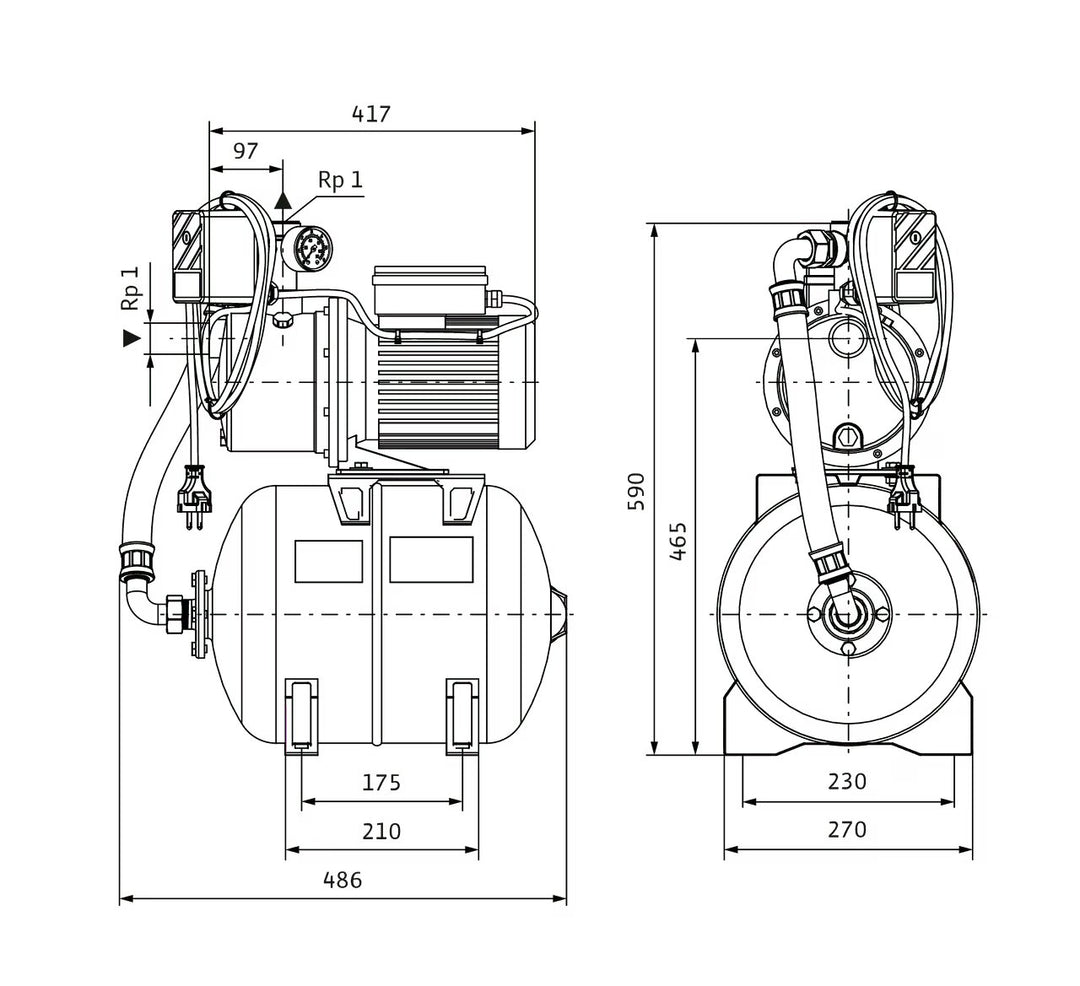 WILO Kreiselpumpenanlage Jet HWJ 20 L 204 (1~230 V) Art. 2549381
