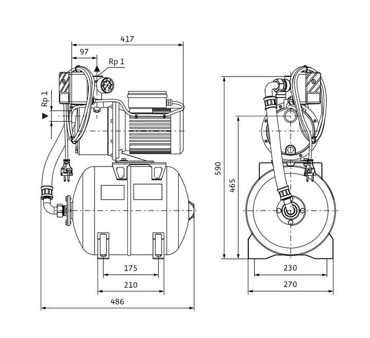 WILO Kreiselpumpenanlage Jet HWJ 20 L 204 (1~230 V) Art. 2549381