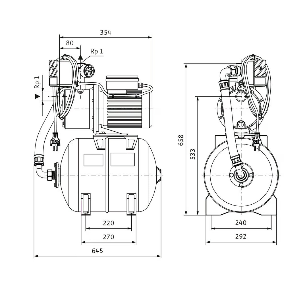 WILO Kreiselpumpenanlage Jet HWJ 50 L 202 (1~230 V) Art. 2549382
