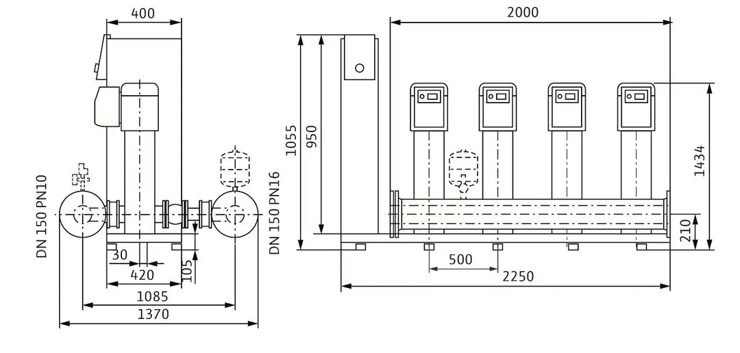 WILO Kompakte Druckerhöhungsanlage SiBoost Smart 4 HELIX VE3604-ES Art. 2547358