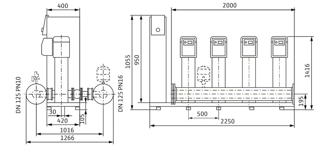 WILO Kompakte Druckerhöhungsanlage SiBoost Smart 4 HELIX VE2205-ES Art. 2547347