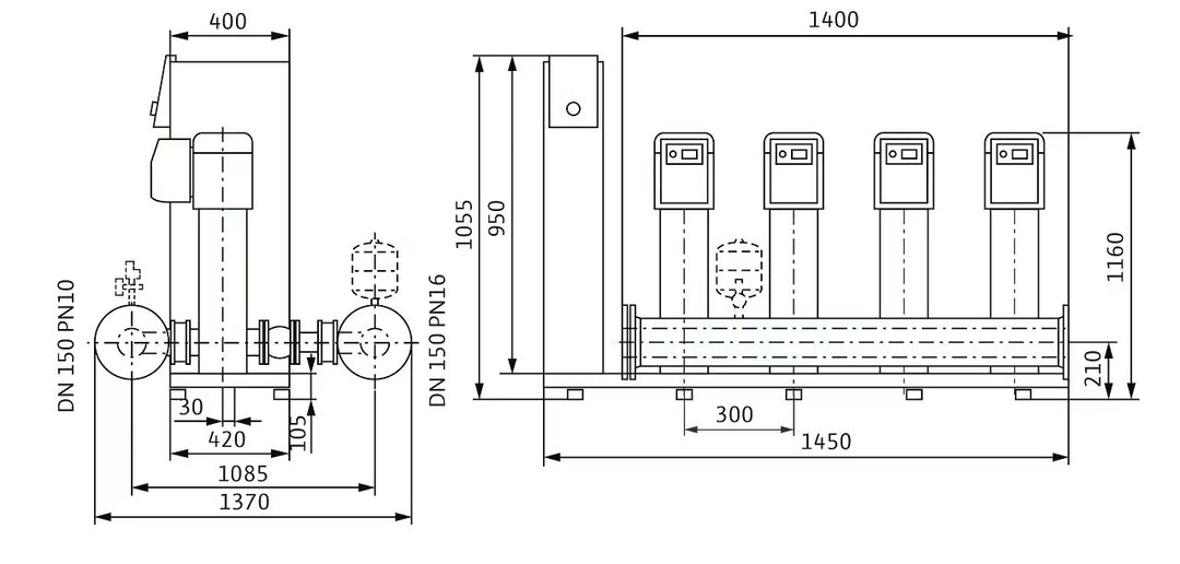 WILO Kompakte Druckerhöhungsanlage SiBoost Smart 4 HELIX VE3602/5,5kW-ES Art. 2547356