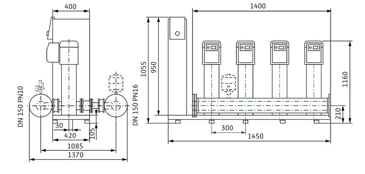 WILO Kompakte Druckerhöhungsanlage SiBoost Smart 4 HELIX VE3602/5,5kW-ES Art. 2547356