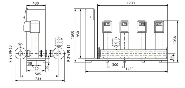 WILO Kompakte Druckerhöhungsanlage SiBoost Smart 4 HELIX VE608 Art. 2537350