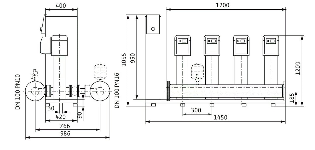 WILO Kompakte Druckerhöhungsanlage SiBoost Smart 4 HELIX VE1605 Art. 2536343