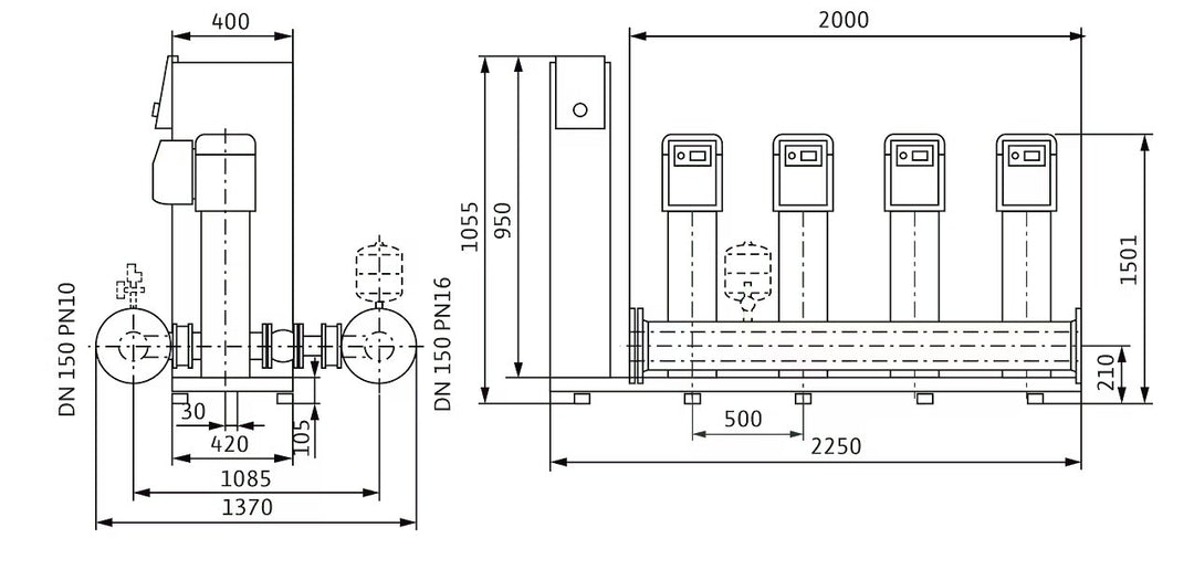 WILO Kompakte Druckerhöhungsanlage SiBoost Smart 4 HELIX VE3605-ES Art. 2547359