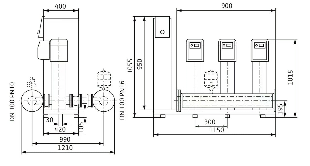 WILO Kompakte Druckerhöhungsanlage SiBoost Smart 3 HELIX VE2202/4kW-ES Art. 2547339