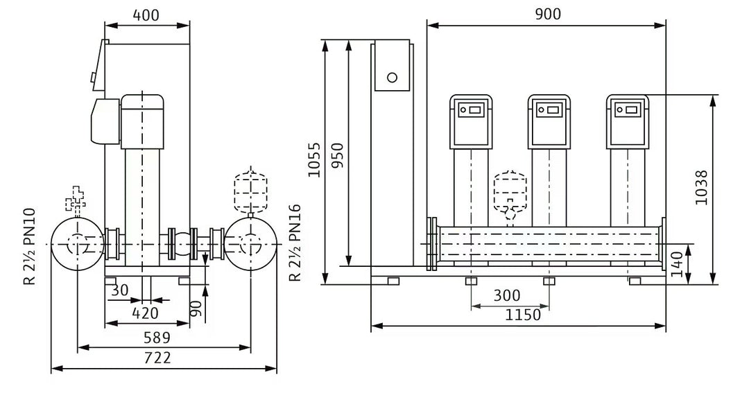 WILO Kompakte Druckerhöhungsanlage SiBoost Smart 3 HELIX VE608 Art. 2537342
