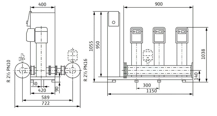 WILO Kompakte Druckerhöhungsanlage SiBoost Smart 3 HELIX VE608 Art. 2537342