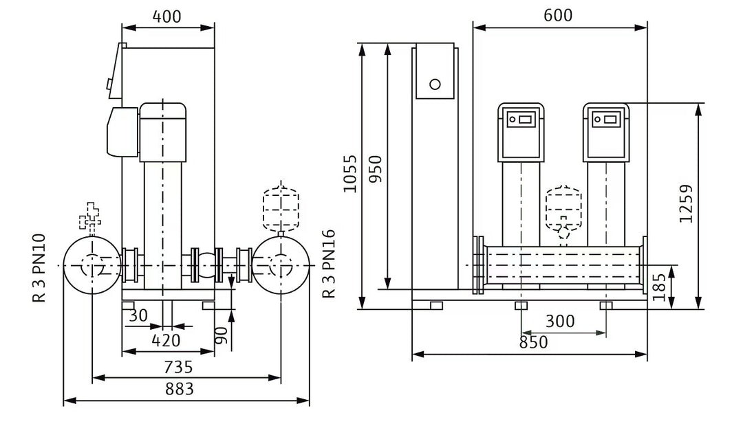 WILO Kompakte Druckerhöhungsanlage gemäß DIN 1988 und DIN EN 806 SiBoost Smart 2 HELIX VE1606 Art. 2536336