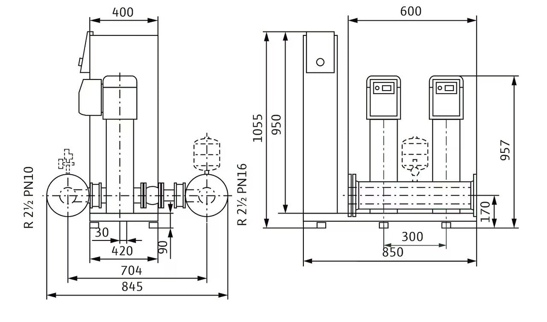 WILO Kompakte Druckerhöhungsanlage gemäß DIN 1988 und DIN EN 806 SiBoost Smart 2 HELIX VE1005 Art. 2537336