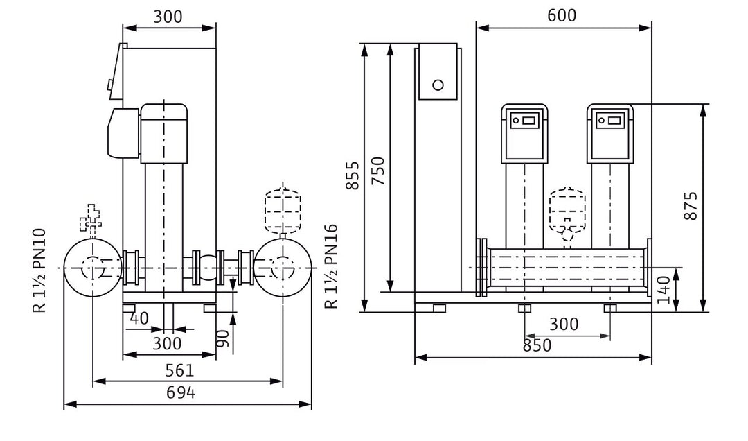 WILO Kompakte Druckerhöhungsanlage gemäß DIN 1988 und DIN EN 806 SiBoost Smart 2 HELIX VE405 Art. 2537620