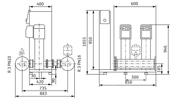 WILO Kompakte Druckerhöhungsanlage gemäß DIN 1988 und DIN EN 806 SiBoost Smart 2 HELIX VE1603/4kW Art. 2536334
