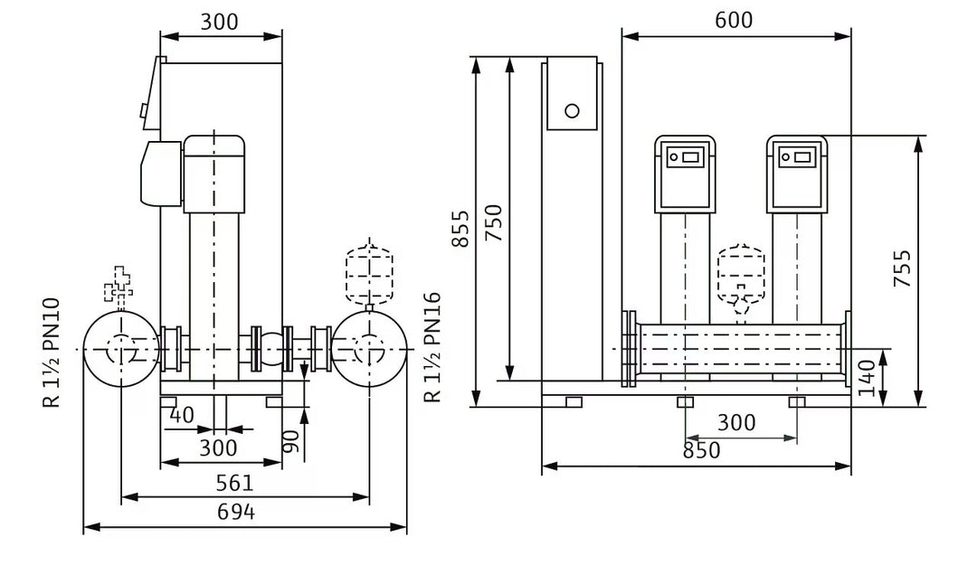 WILO Kompakte Druckerhöhungsanlage gemäß DIN 1988 und DIN EN 806 SiBoost Smart 2 HELIX VE404 Art. 2537358