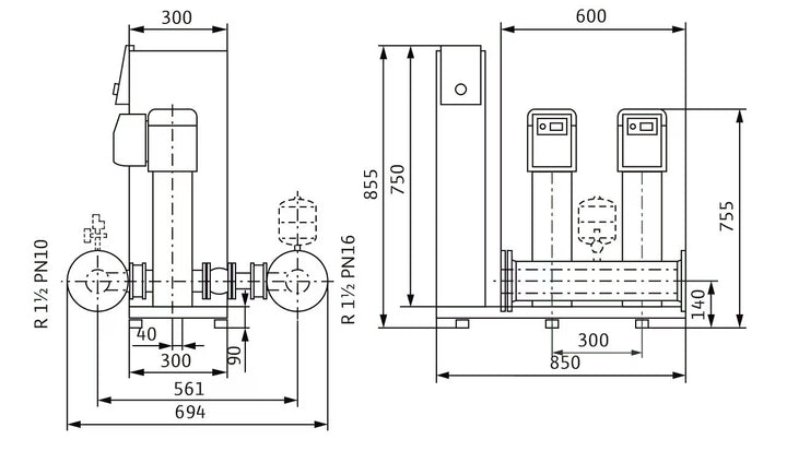 WILO Kompakte Druckerhöhungsanlage gemäß DIN 1988 und DIN EN 806 SiBoost Smart 2 HELIX VE404 Art. 2537358
