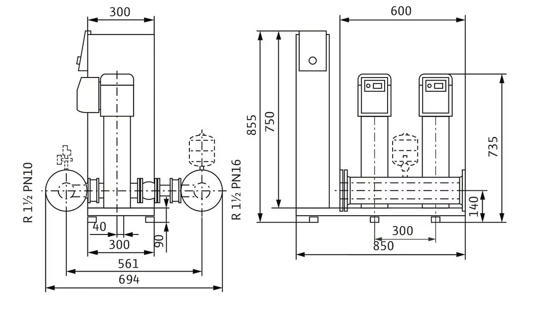 WILO Kompakte Druckerhöhungsanlage gemäß DIN 1988 und DIN EN 806 SiBoost Smart 2 HELIX VE204 Art. 2541584