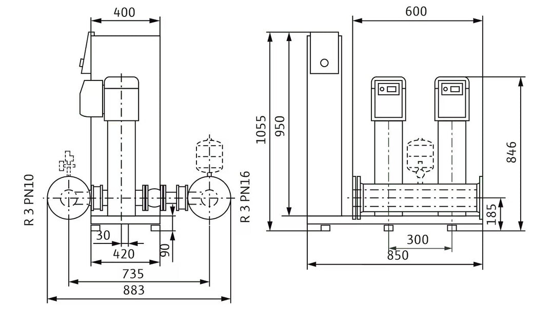 WILO Kompakte Druckerhöhungsanlage gemäß DIN 1988 und DIN EN 806 SiBoost Smart 2 HELIX VE1602 Art. 2536333