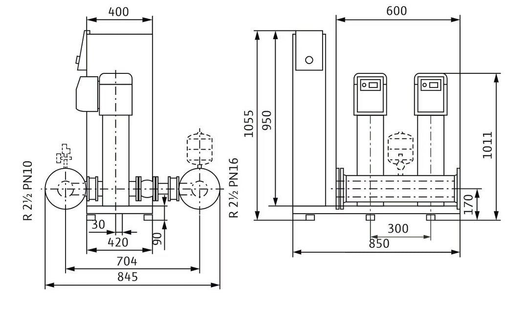 WILO Kompakte Druckerhöhungsanlage gemäß DIN 1988 und DIN EN 806 SiBoost Smart 2 HELIX VE1006 Art. 2536347