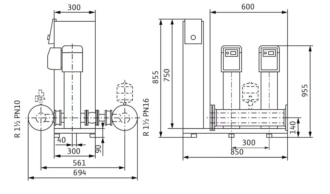 WILO Kompakte Druckerhöhungsanlage gemäß DIN 1988 und DIN EN 806 SiBoost Smart 2 HELIX VE407 Art. 2537331