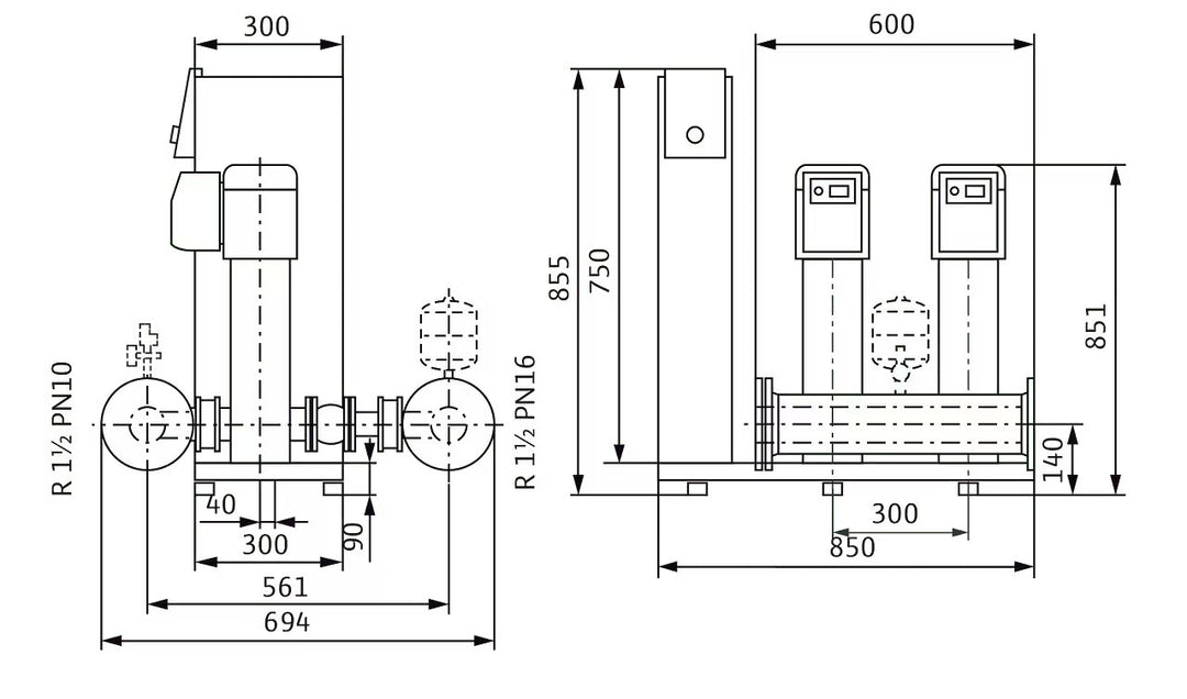 WILO Kompakte Druckerhöhungsanlage gemäß DIN 1988 und DIN EN 806 SiBoost Smart 2 HELIX VE208 Art. 2541586