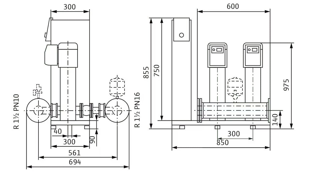WILO Kompakte Druckerhöhungsanlage gemäß DIN 1988 und DIN EN 806 SiBoost Smart 2 HELIX VE211 Art. 2541587