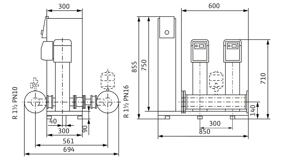 WILO Kompakte Druckerhöhungsanlage gemäß DIN 1988 und DIN EN 806 SiBoost Smart 2 HELIX VE403 Art. 2537330