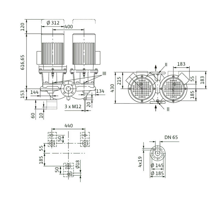WILO Einstufigen Trockenläufer-KreiselpumpeCronoTwin-DL 65/160-7,5/2 Art. 2121042