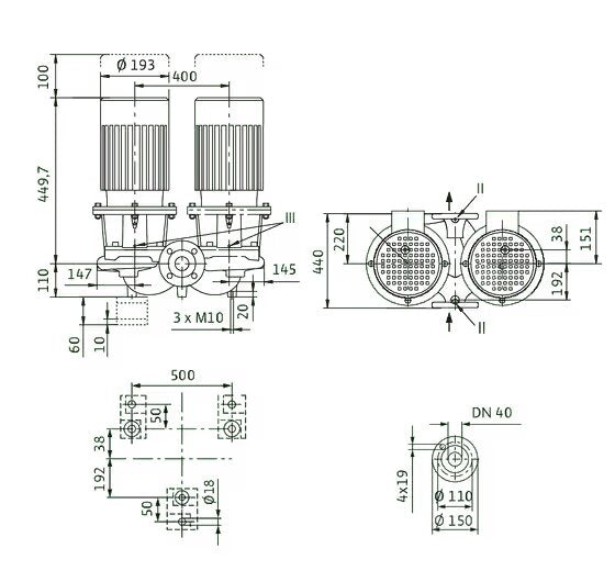 WILO Einstufigen Trockenläufer-Kreiselpumpe CronoTwin-DL 40/220-1,5/4-S1 Art: 2171351