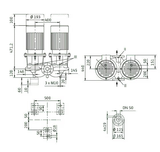 WILO Einstufigen Trockenläufer-Kreiselpumpe CronoTwin-DL 65/220-2,2/4-S1 Art: 2171367