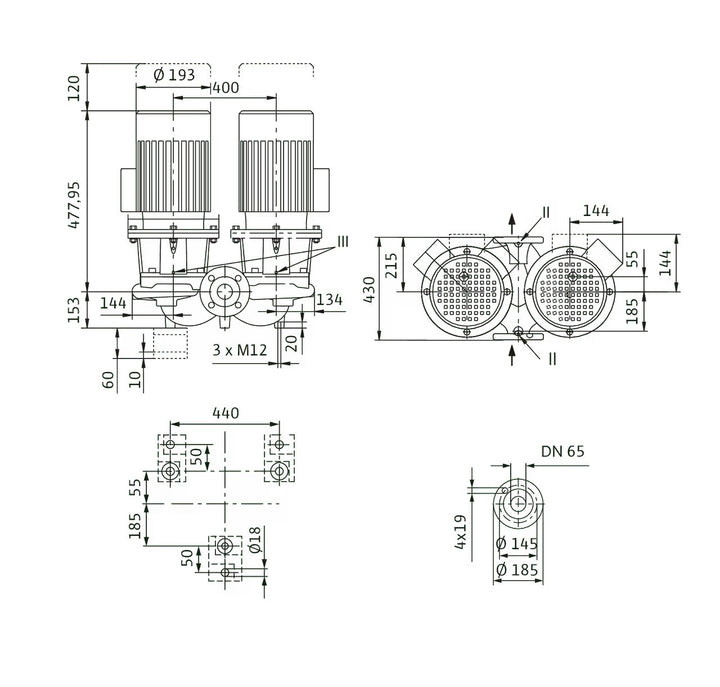 WILO Einstufigen Trockenläufer-Kreiselpumpe CronoTwin-DL 65/170-1,5/4 Art. 2120956