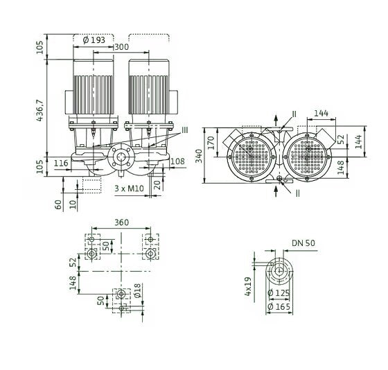 WILO Einstufigen Trockenläufer-Kreiselpumpe CronoTwin-DL 50/140-4/2-S1 Art: 2171436