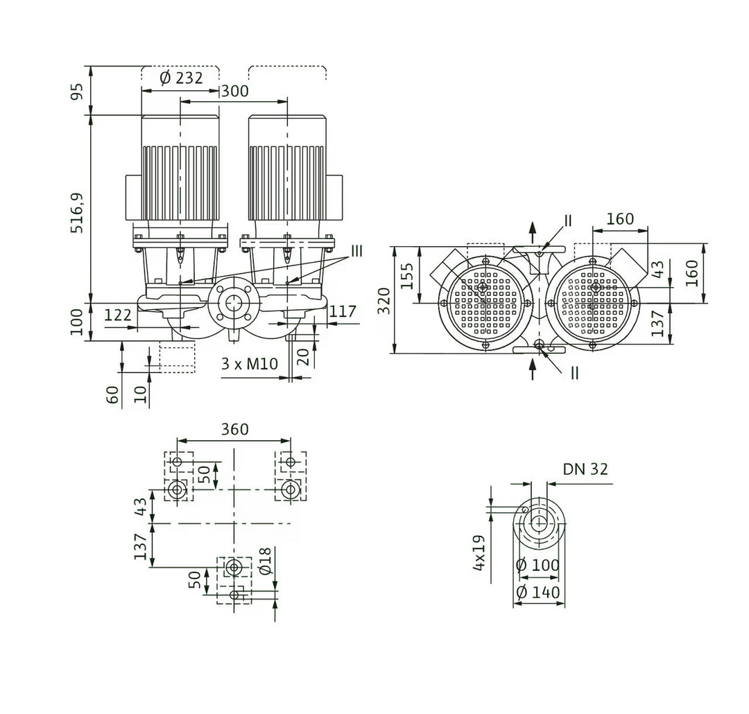 WILO Inline-Doppelpumpe CronoTwin-DL 32/170-4/2 Art. 2121015