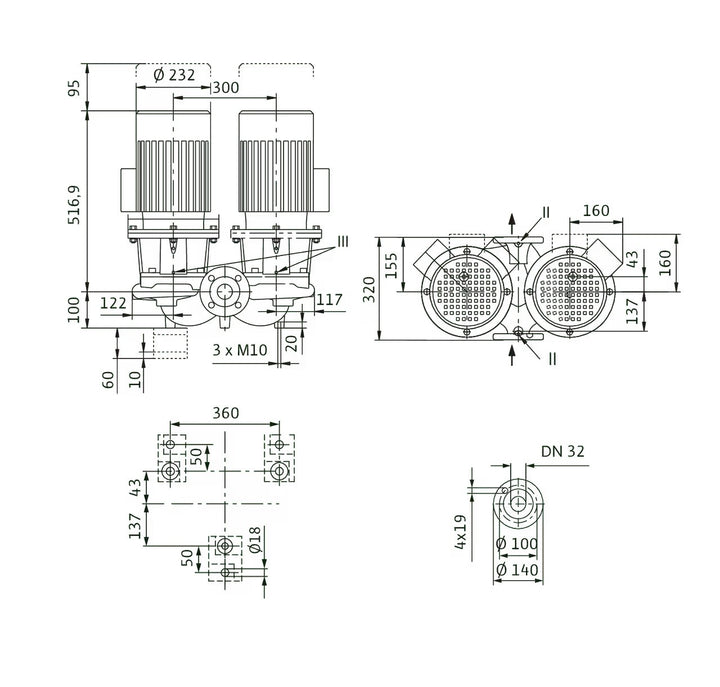 WILO Inline-Doppelpumpe CronoTwin-DL 32/170-4/2 Art. 2121015