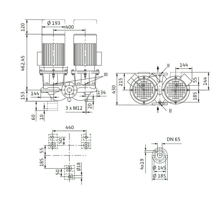 WILO Einstufigen Trockenläufer-Kreiselpumpe CronoTwin-DL 65/160-1,1/4 Art. 2120954