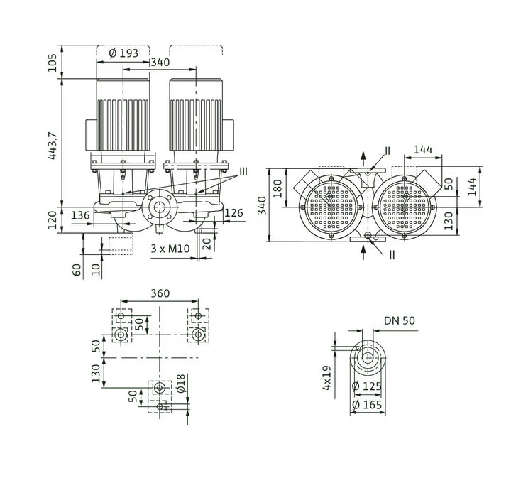 WILO Einstufigen Trockenläufer-Kreiselpumpe CronoTwin-DL 50/170-1,1/4 Art. 2120947