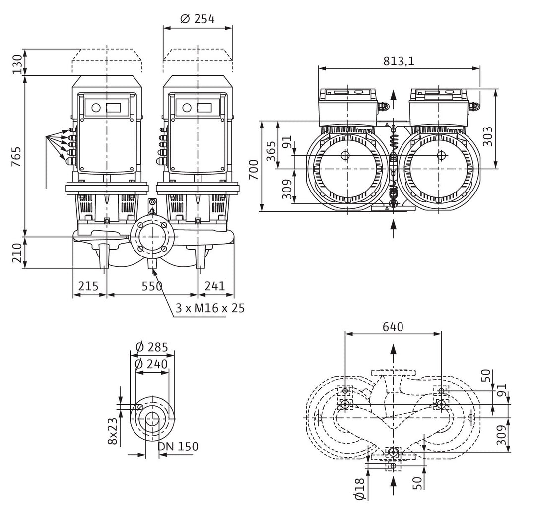 WILO Trockenläufer-Doppelpumpe DL-E 150/190-5,5/4-S1 Art 2193271
