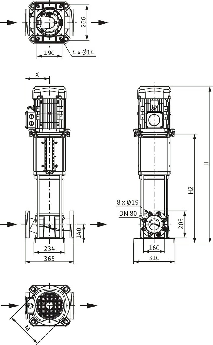 WILO Hochdruck-Kreiselpumpe Helix V5203/2-1/16/E/KS/400-50-FF240 Art. 4246777