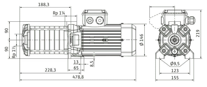 WILO Normalsaugende Kreiselpumpe MEDANA CH1-LC.1004-5/E/E/10T Art. 4231439