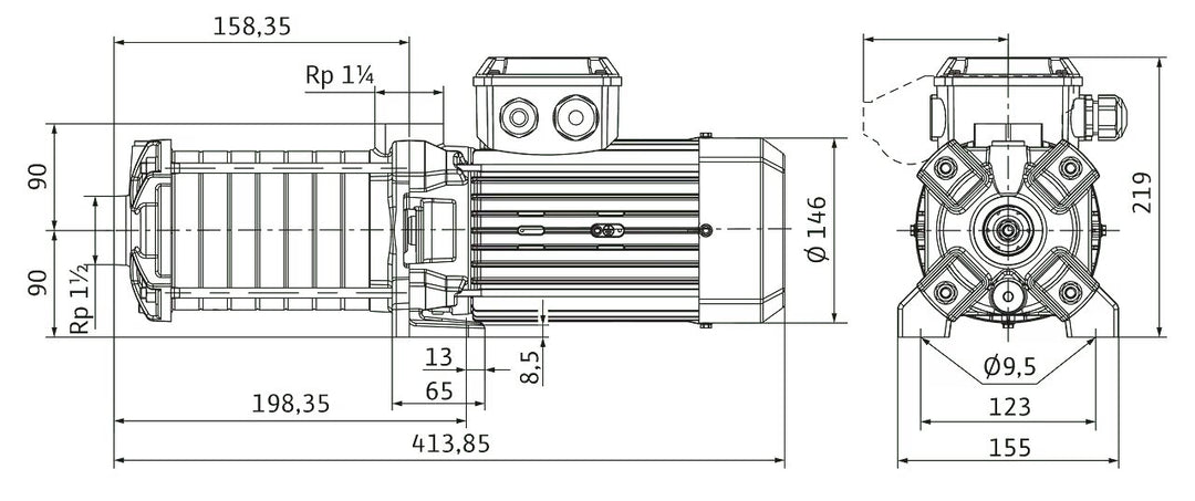 WILO Normalsaugende Kreiselpumpe MEDANA CH1-LC.1003-5/E/E/10T Art. 4231438