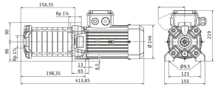 WILO Normalsaugende Kreiselpumpe MEDANA CH1-LC.1003-5/E/E/10T Art. 4231438