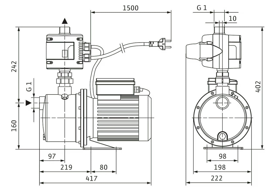 WILO Kreiselpumpenanlage in Kompaktbauform Jet FWJ 204 Art. 2543631