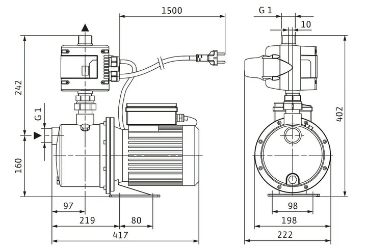 WILO Kreiselpumpenanlage in Kompaktbauform Jet FWJ 204 Art. 2543631