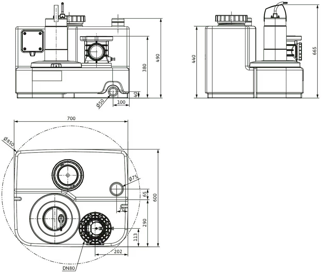 WILO Einzelpumpen-Hebeanlage DrainLift SANI-M.16T/4C Art. 2549922