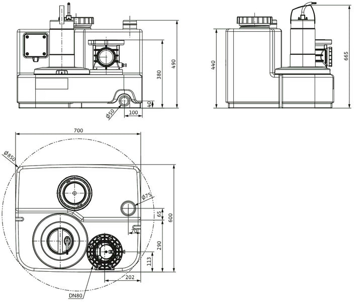 WILO Einzelpumpen-Hebeanlage DrainLift SANI-M.16M/4C Art. 2549921