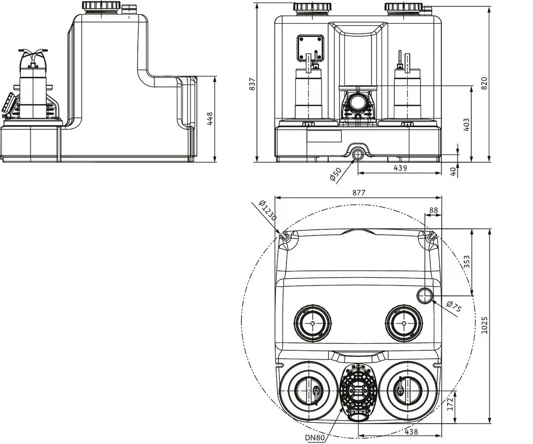 WILO Doppelpumpen-Hebeanlage DrainLift SANI-XL.21T/4C Art. 2549933