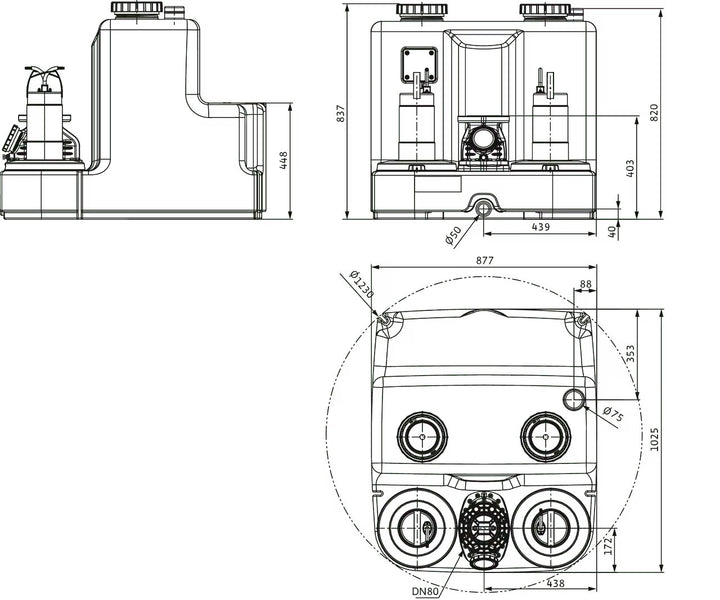 WILO Doppelpumpen-Hebeanlage DrainLift SANI-XL.21T/4C Art. 2549933
