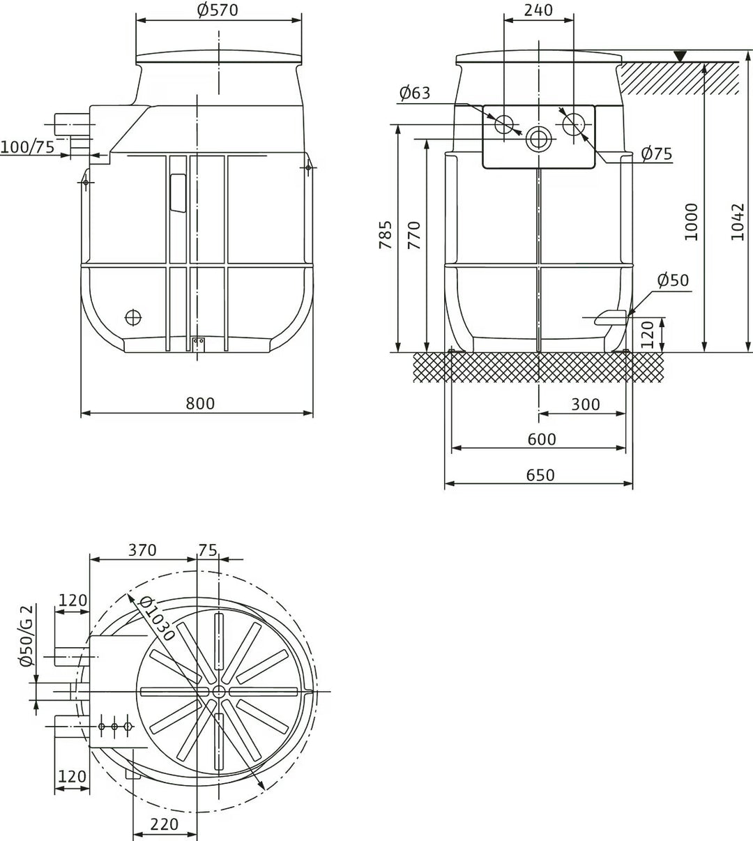 WILO Kunststoffschacht DrainLift WS 40E BASIC/MINI3 V04/M06-523 Art. 2552860