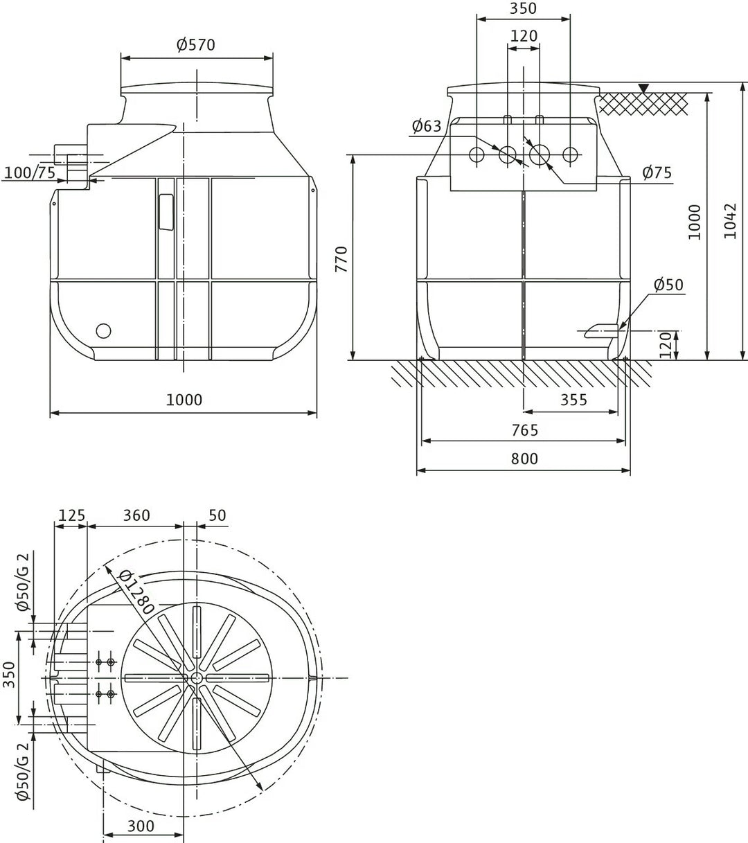 WILO Kunststoffschacht DrainLift WS 40D BASIC/MINI3 V04/T06-540 Art. 2552863